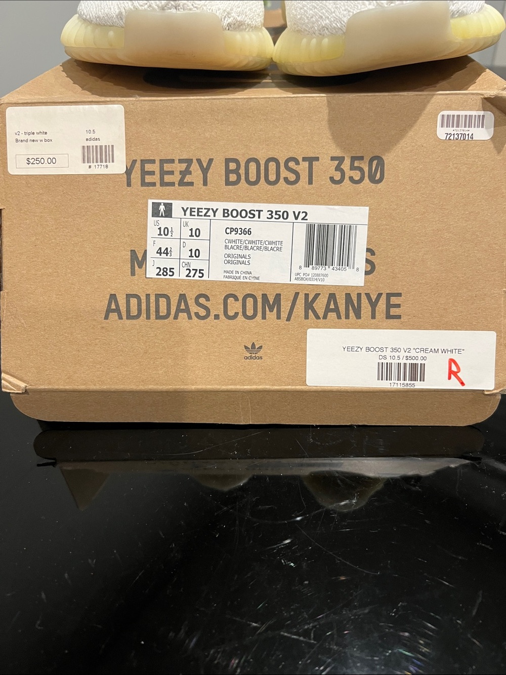 Adidas Men’s Yeezy Boost 350 V2 Cream White Size 10.5 - Picture 10 of 11